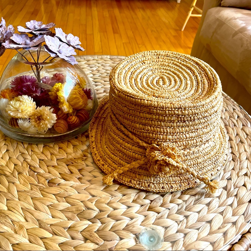 Adorable straw hat with flower